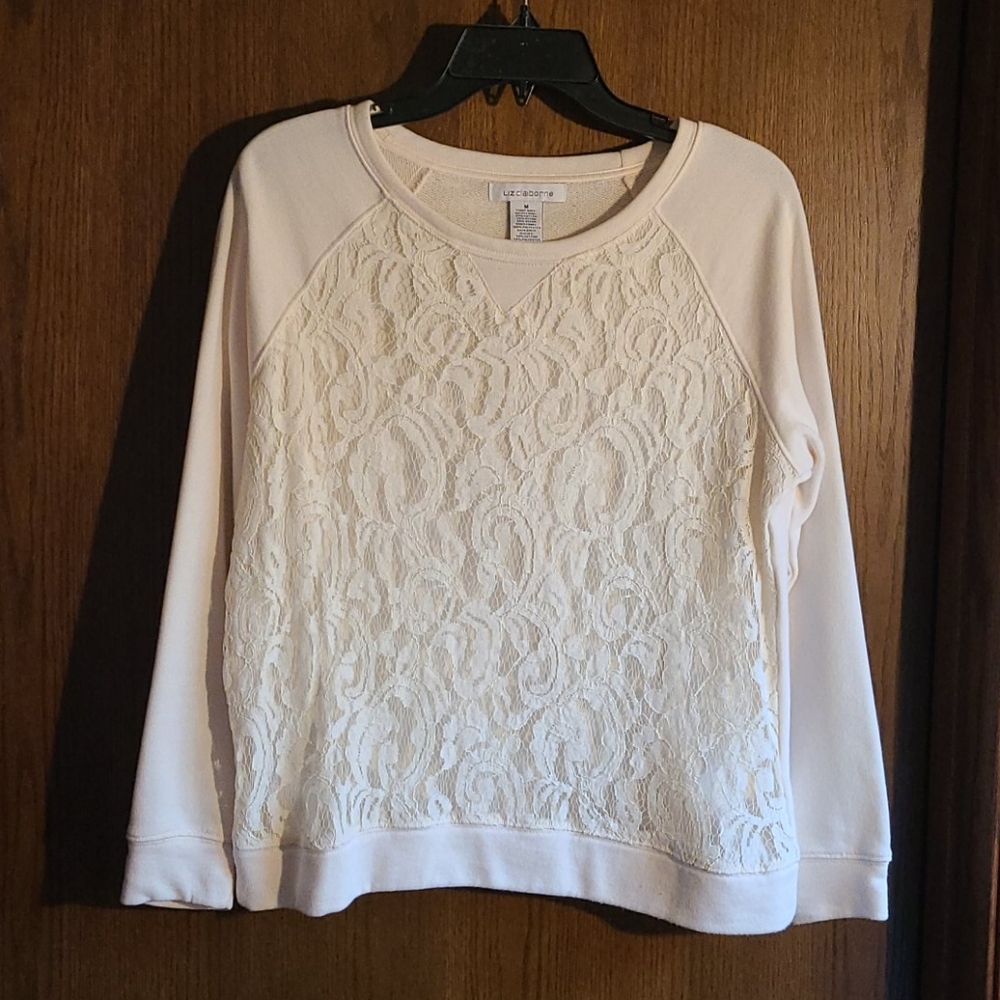 Lace overlay sweatshirt